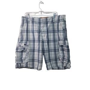 Lee Dungarees Blue Plaid Cargo Shorts Mens size 38 Golf  Sports Outdoor Rugby